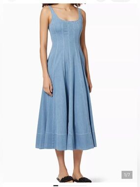 STAUD Light Denim Wells
Scoop-Neck Midi Dress